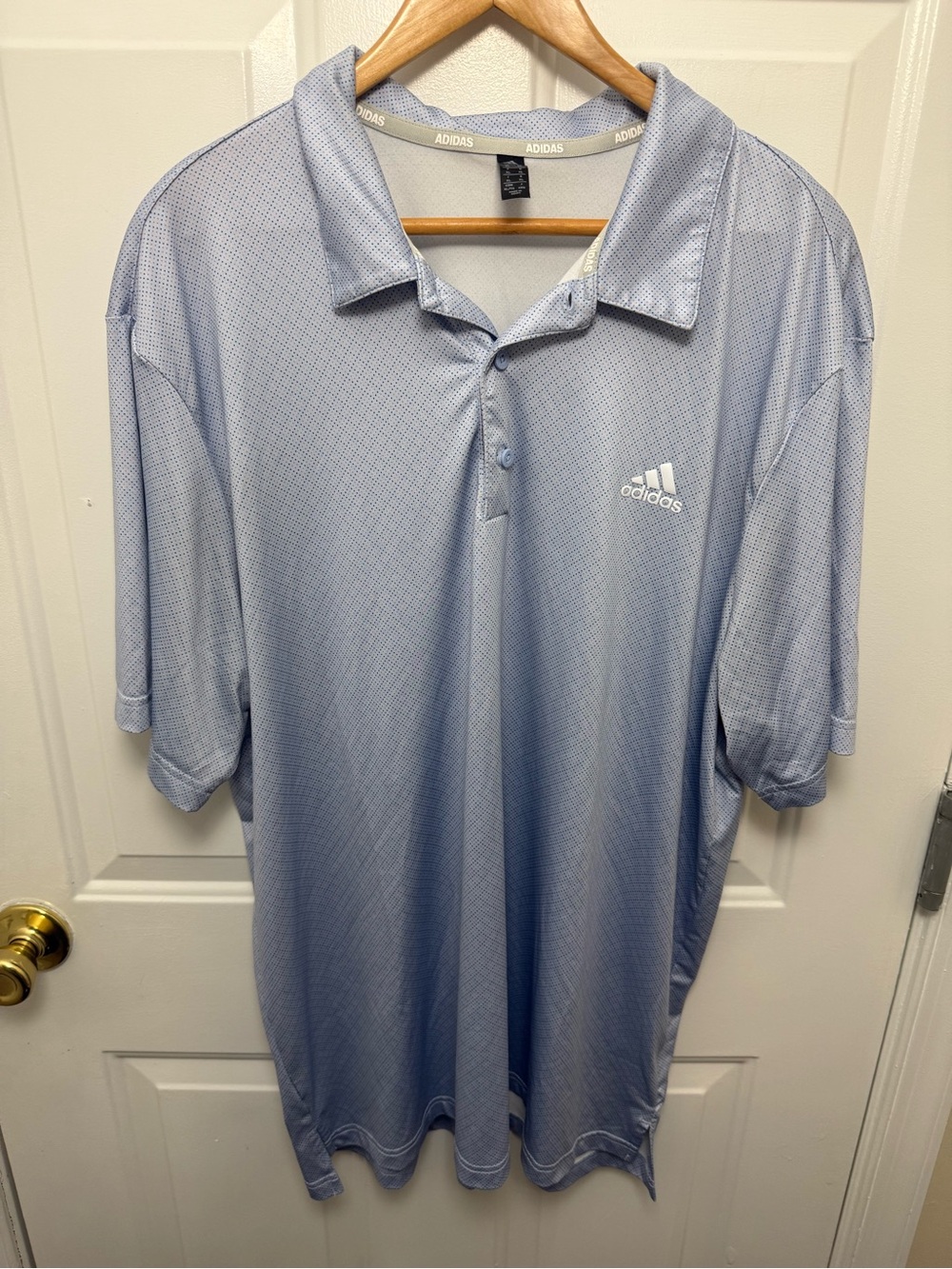 Adidas Golf Polo Shirt Mens XL Blue Polka Dot Golf Performance Logo Short Sleeve